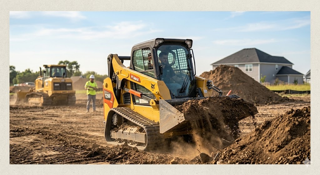 Minicarregadeira Bobcat em operação
